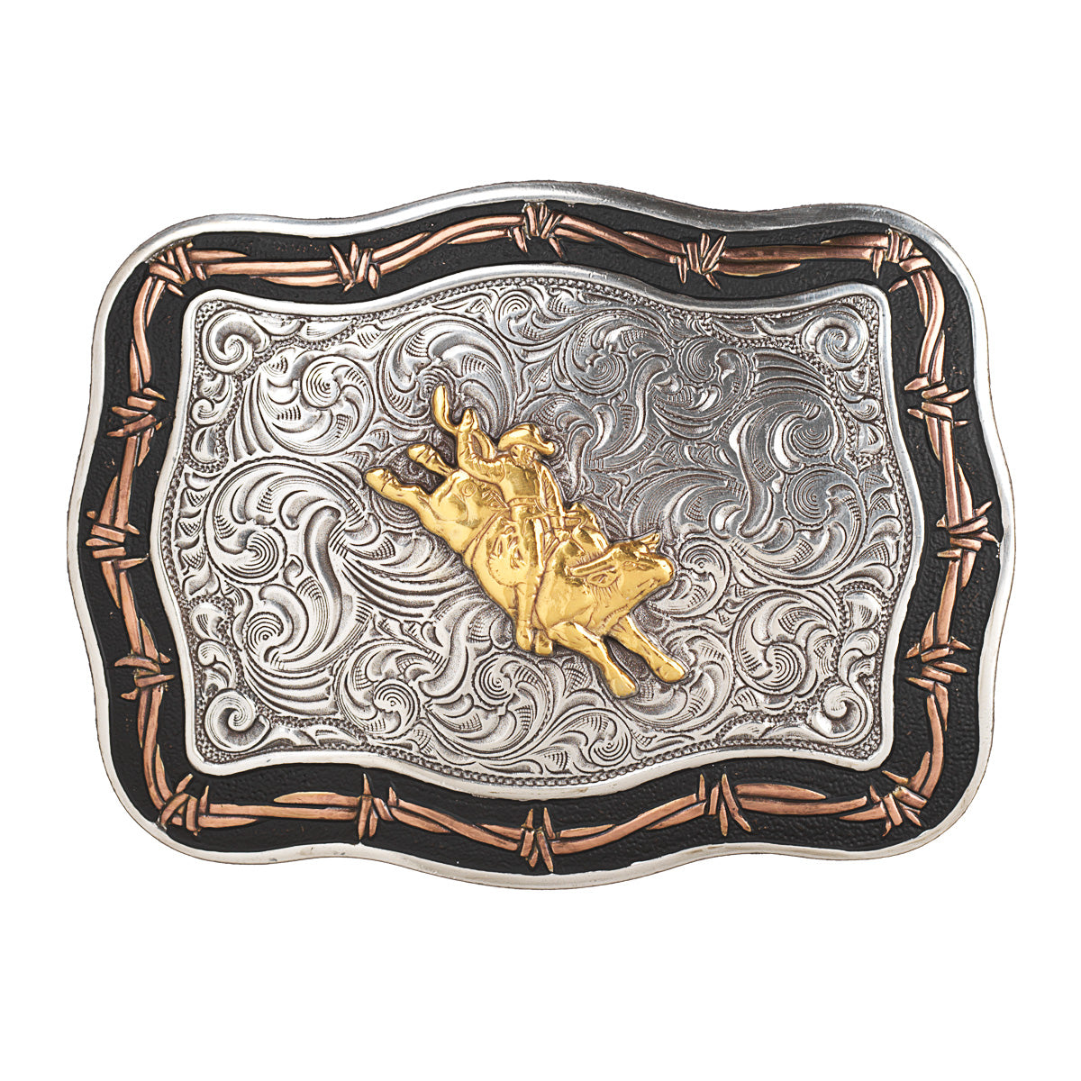 CRUMRINE BULLRIDER BELT BUCKLE w/ BARBED WIRE