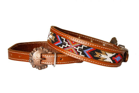 Showman Leather Dog Collar w/ Beaded Inlay