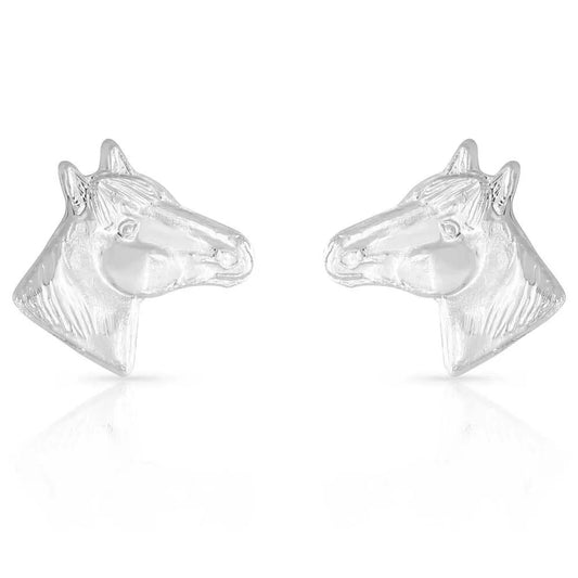Little Silver Horse Head Earrings