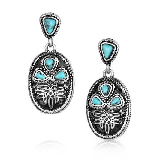 Montana Silversmiths Boot Stitch Turquoise Earrings