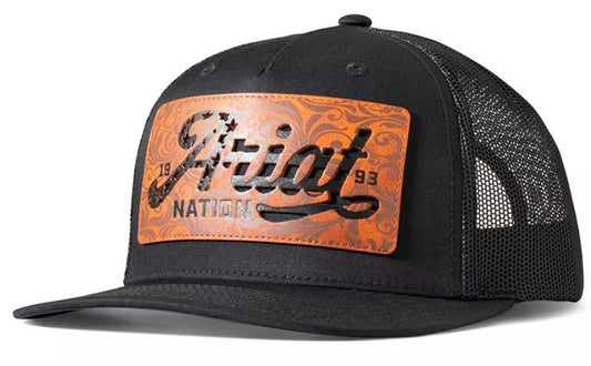 ARIAT FAUX LEATHER PATCH BLACK - HATS CAP