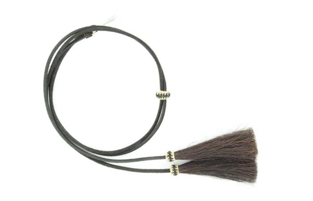 Genuine Leather Stampede Strings with Horsehair Tassels
