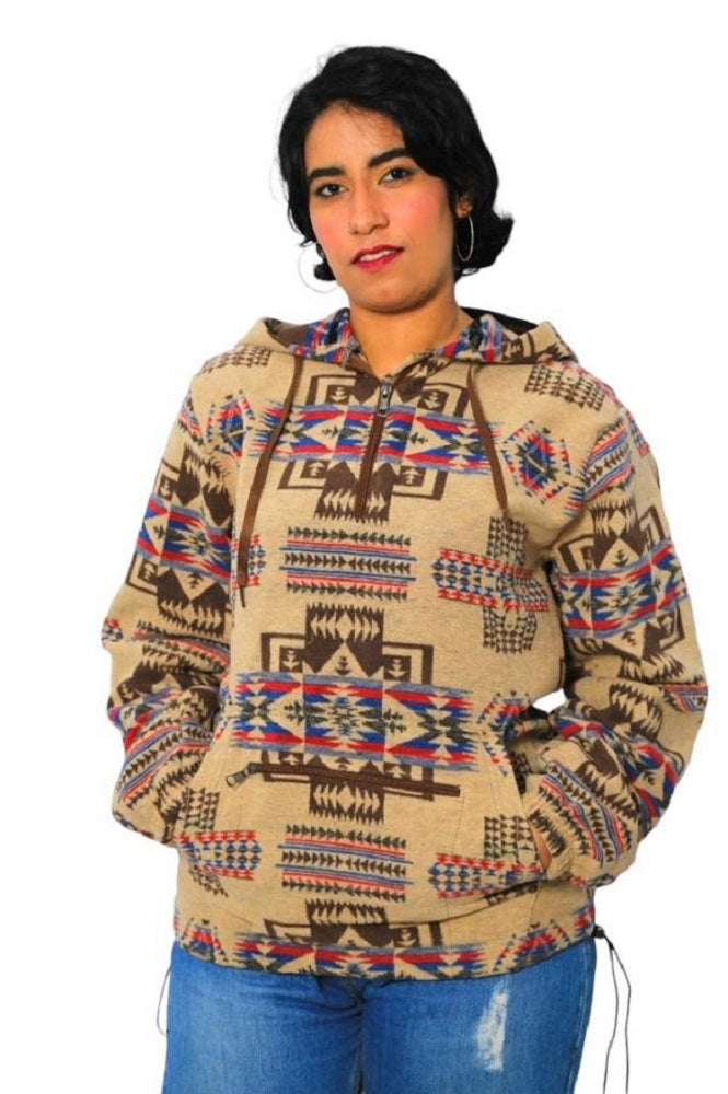 Women's Nativo Fleece Aztec Beige Hoodie