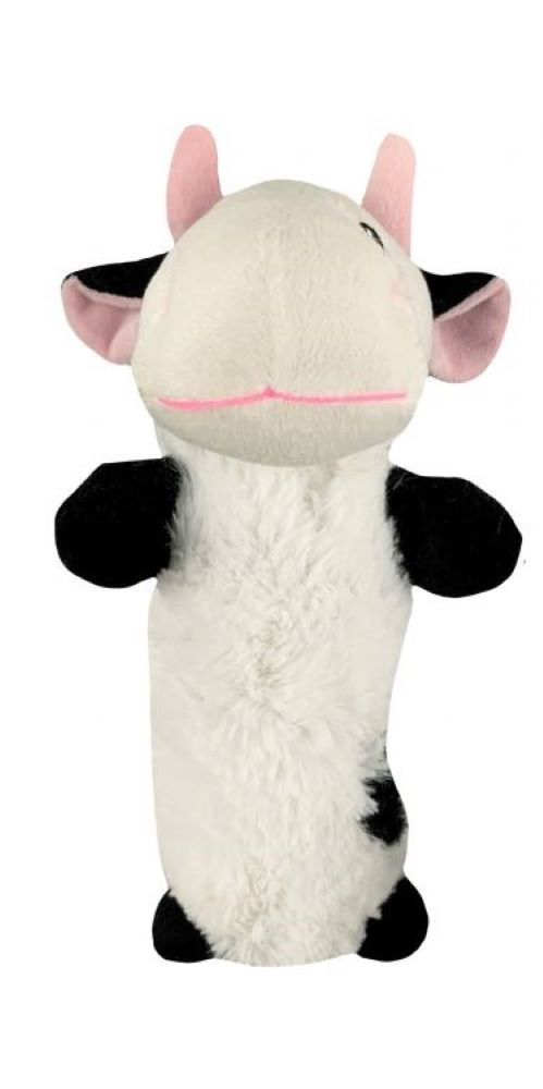 Cow or Raccoon Plush Dog Toy squeaker & water bottle inside