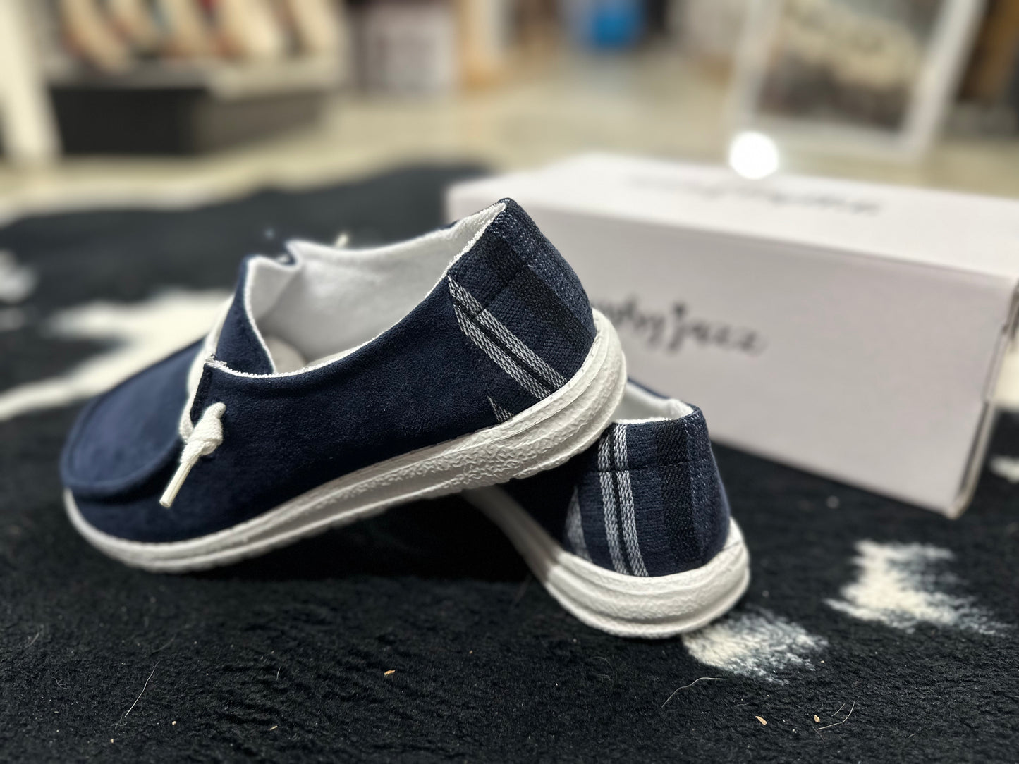 Gypsy Jazz Poppy Navy Suede Slip-On Shoe