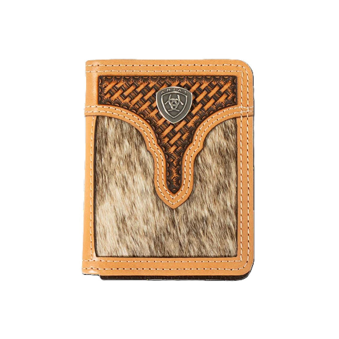 Ariat Bifold Calf Hair Basket Weave Natural