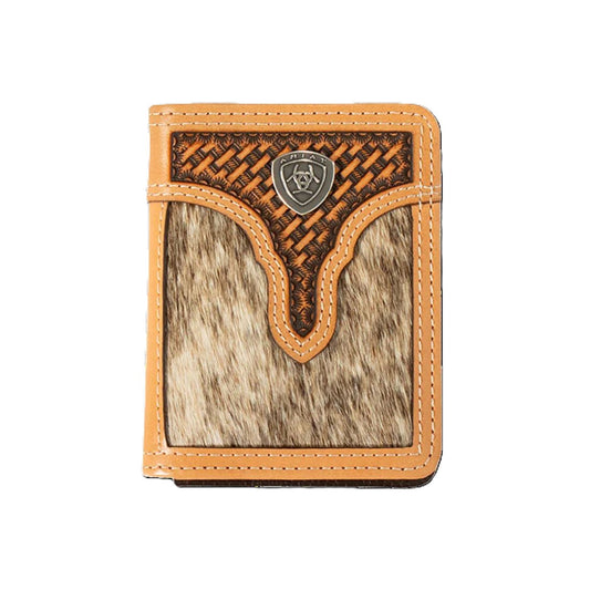 Ariat Bifold Calf Hair Basket Weave Natural
