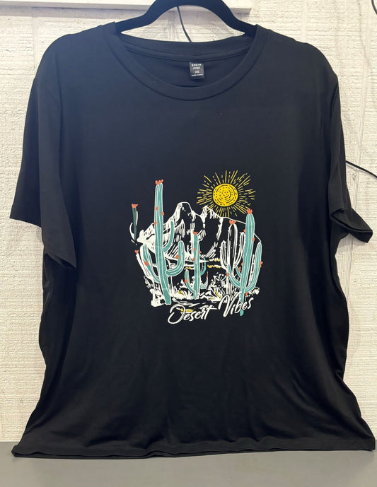 Black T-Shirt Women's Plus Size Cactus Desert Vibes