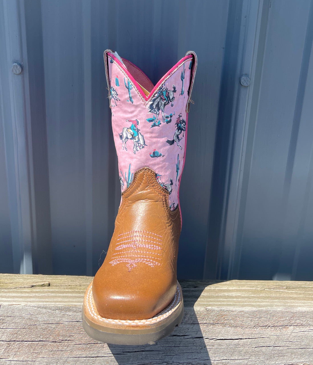 Youth girl's Roper Pink Tan 'Cactus Rider' Square Toe Cowgirl Boots