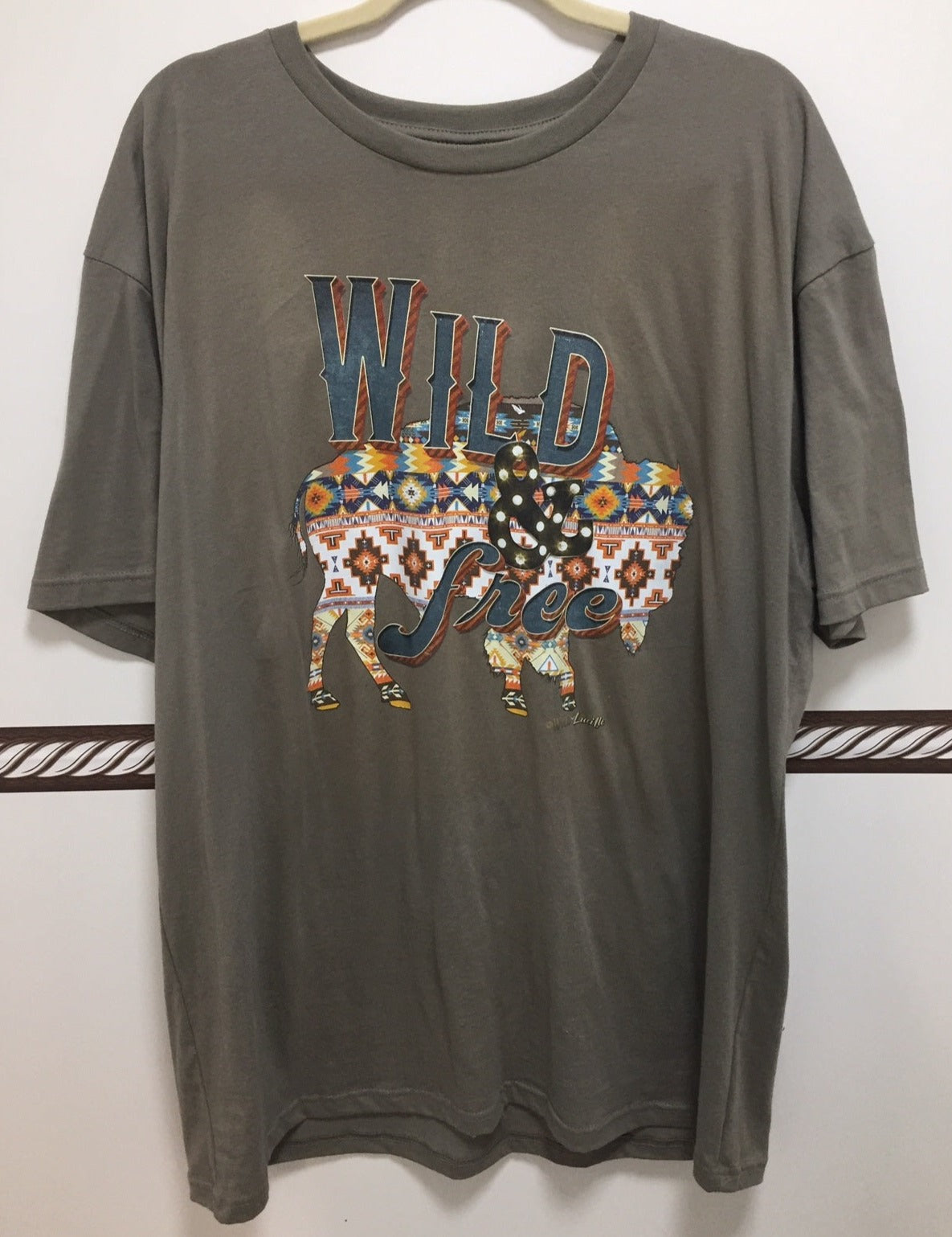 Women's 'Wild & Free' Aztec Buffalo Print Shirt