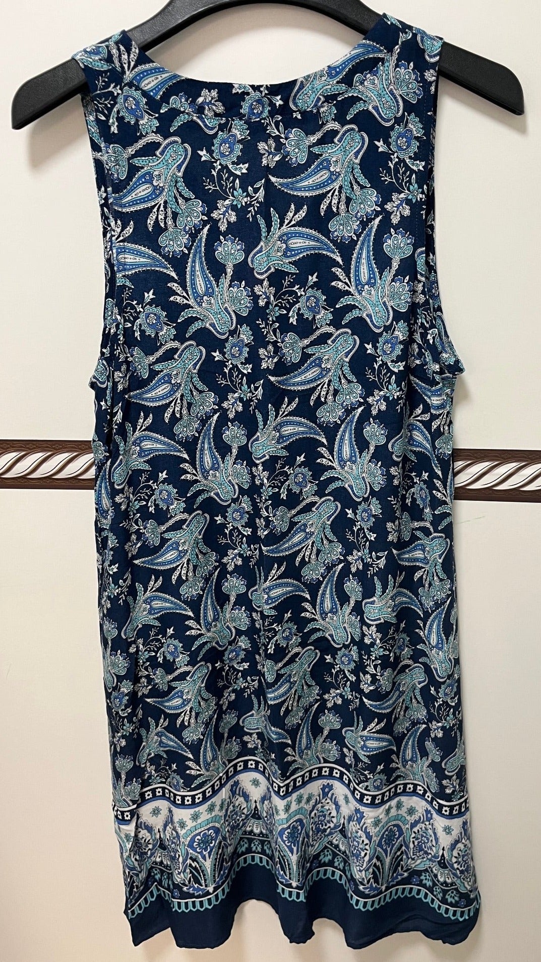 Women's Roper Blue Paisley Print Sleeveless Dress, Size Small