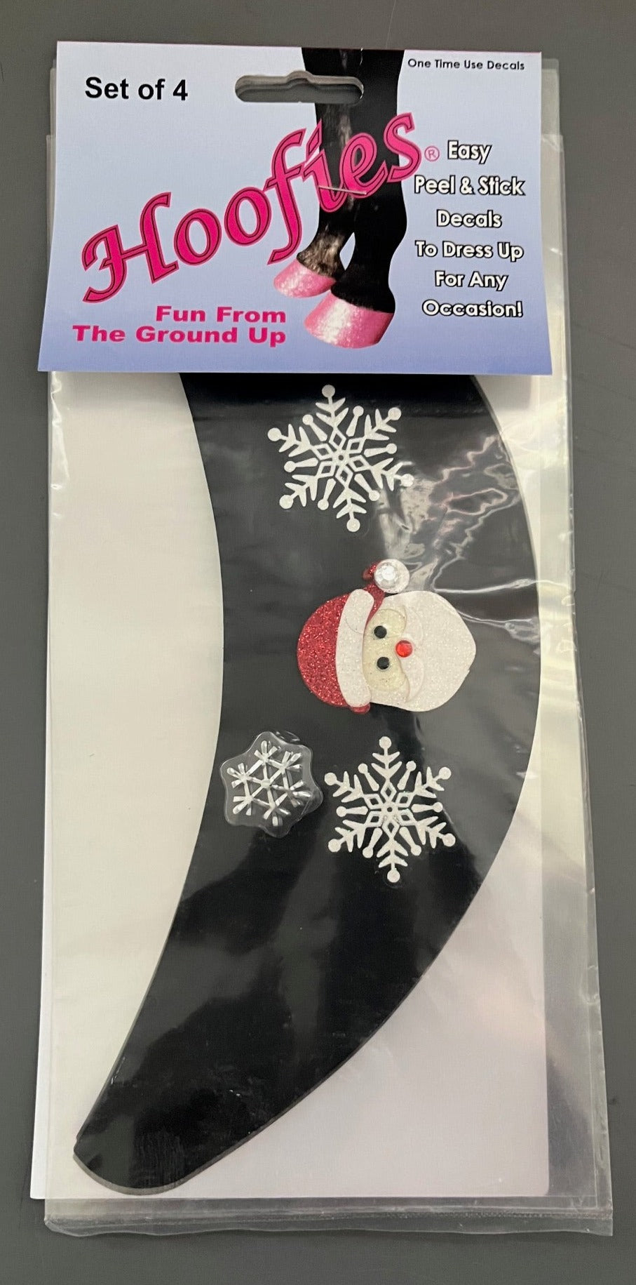 Set of 4 Black Hoofies w/ 3D Santa Claus