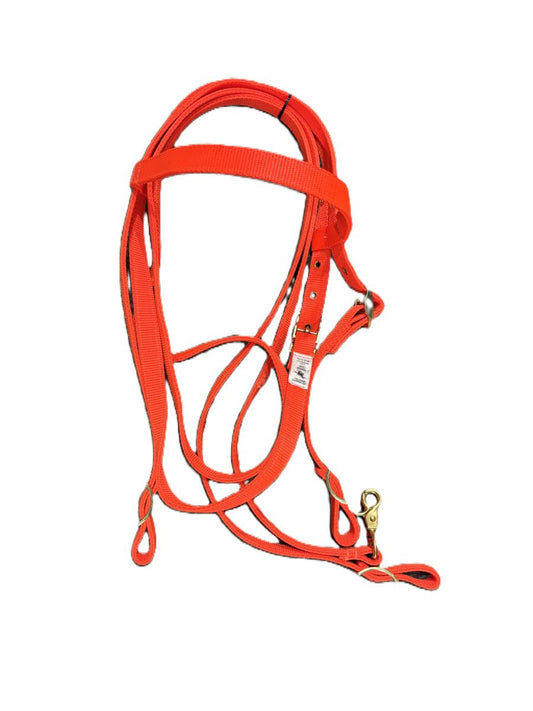 Ronmar Nylon Bridle & Reins Neon Orange Cob / Arab Sz