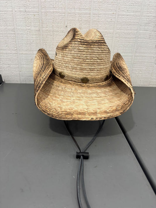 Palm Straw Western Cattleman Cowboy Hat with Stampede Strings