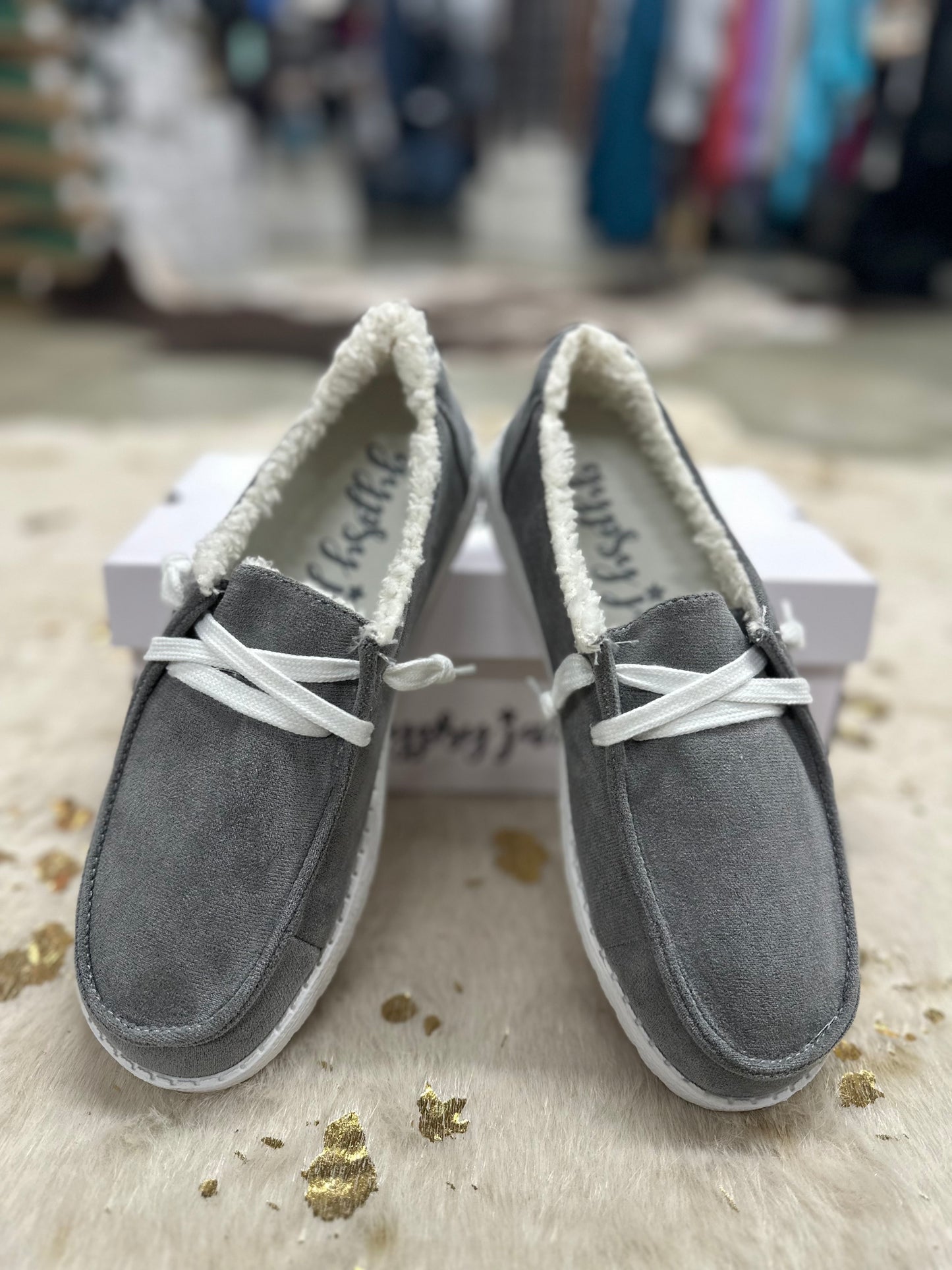 Women's Gypsy Jazz 'Harley' Grey Faux Fleece Lined Shoes