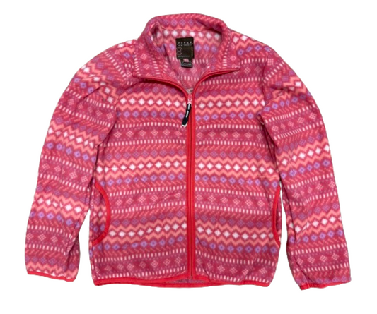 Kids Pink Printed Micro Fleece Jacket