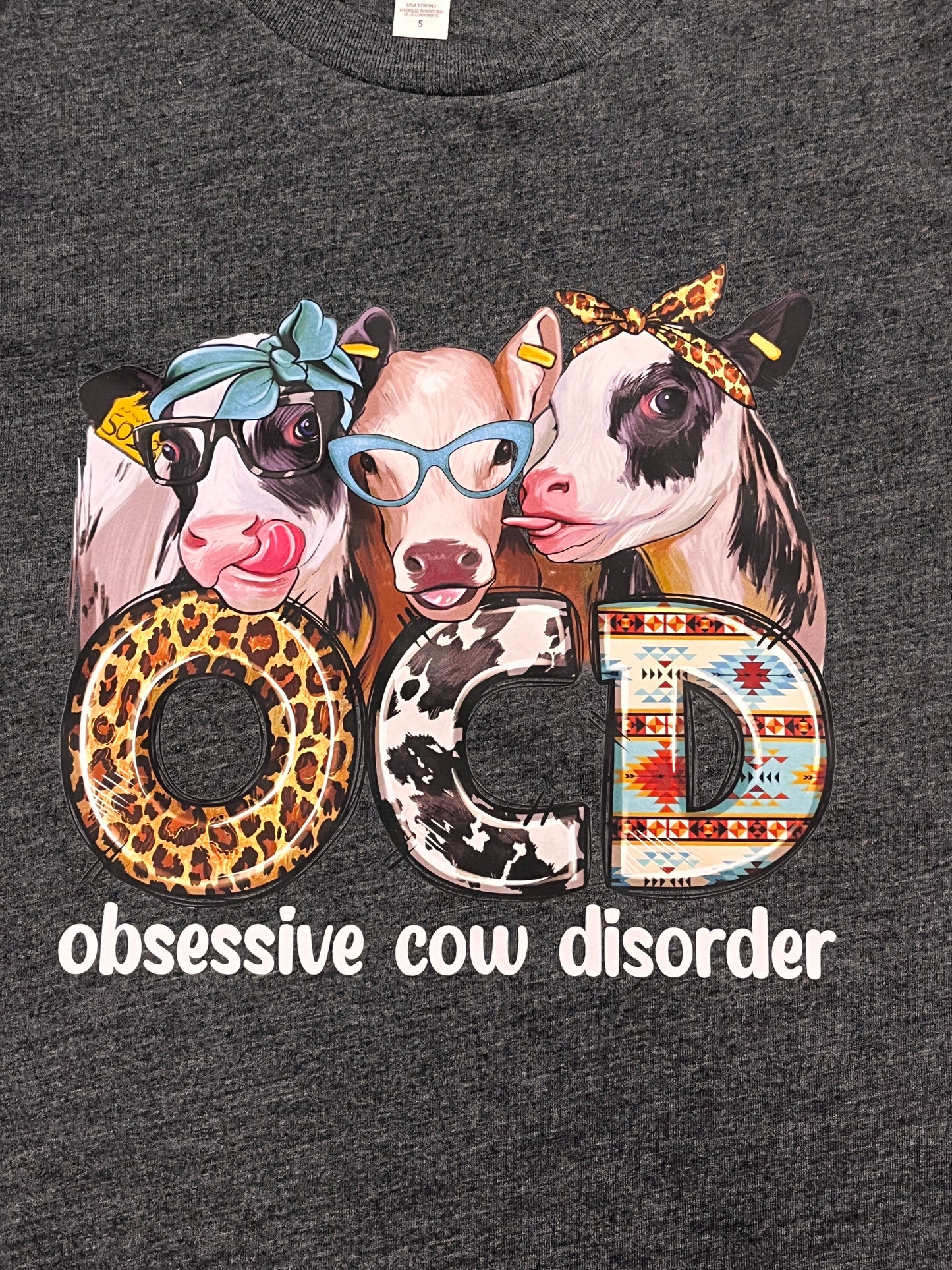 Gray 'OCD' Cow T-Shirt