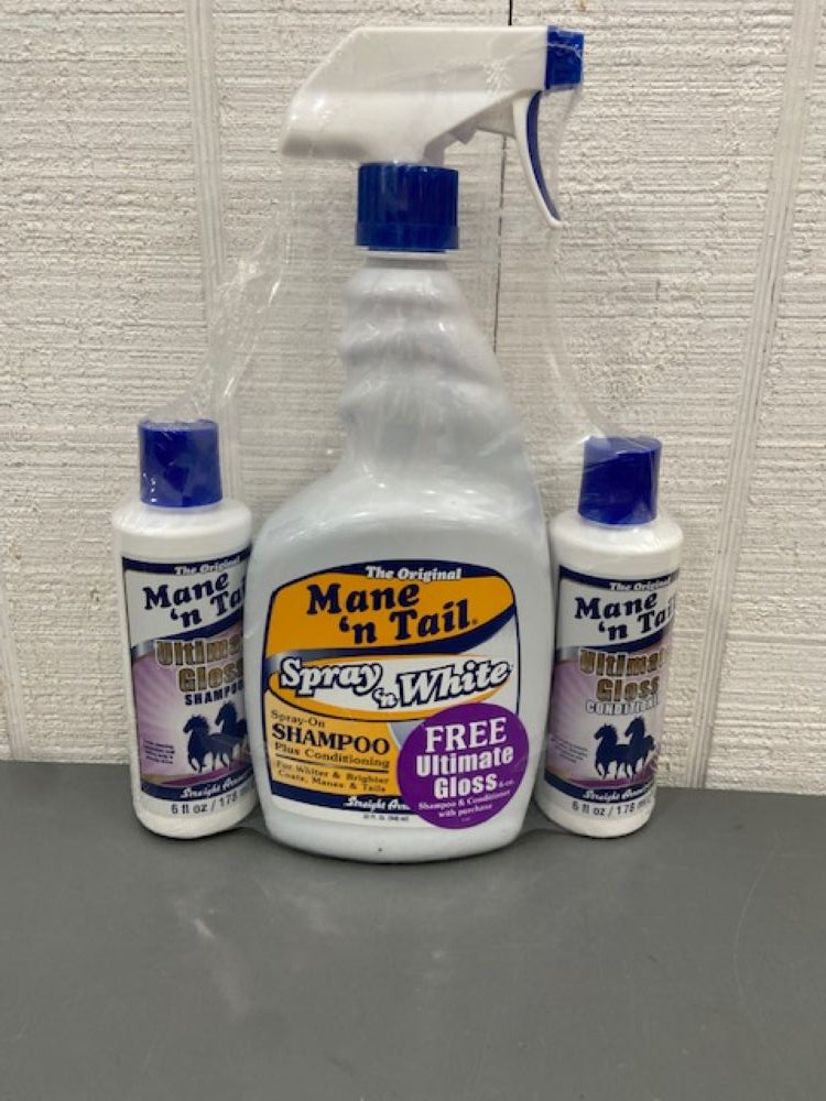 Mane 'n Tail SPRAY 'N WHITE 32 oz. w/ FREE Shampoo Conditioner