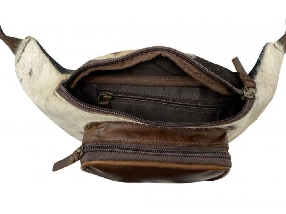 Leather Fanny Pack w/ Hair on Cowhide & Fringe