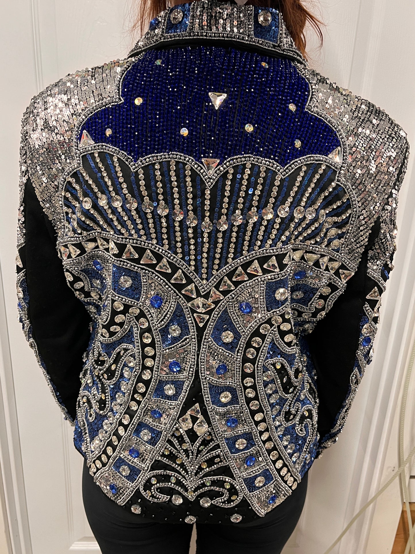 Royal Highness Peacock Blue & Silver Show Jacket Size XXL