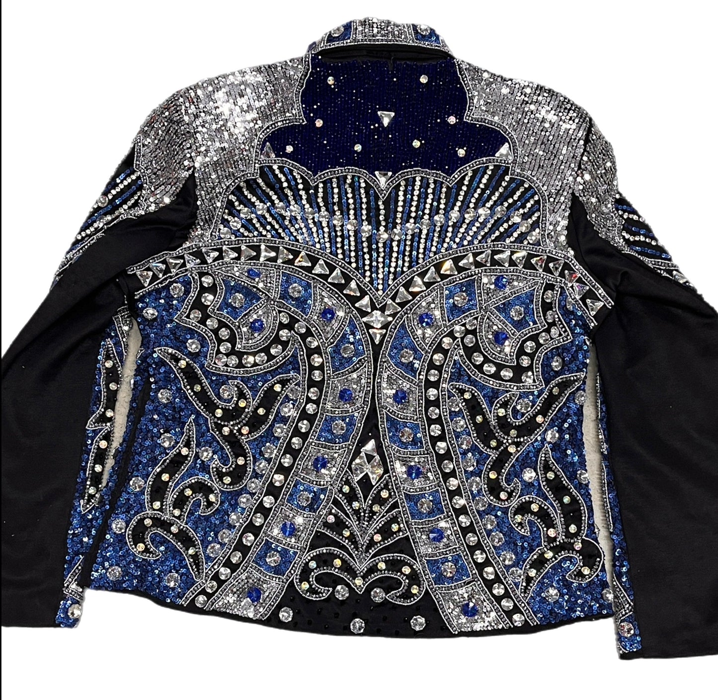 Royal Highness Peacock Blue & Silver Show Jacket Size XXL