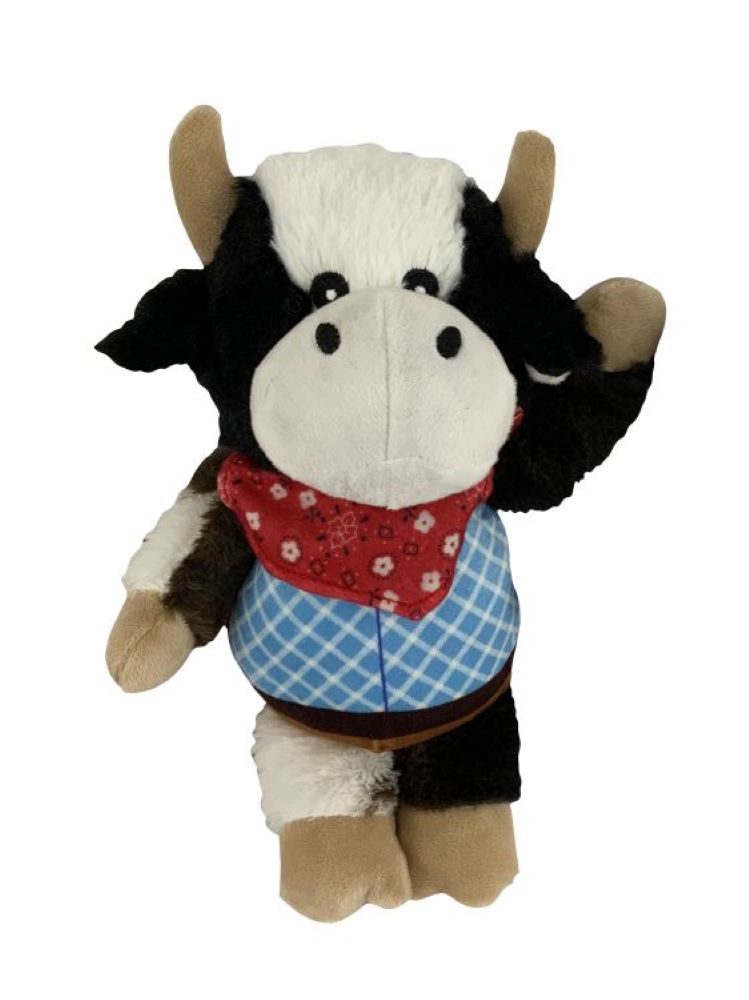 Western Plush Squeaky Cow Dog Toy