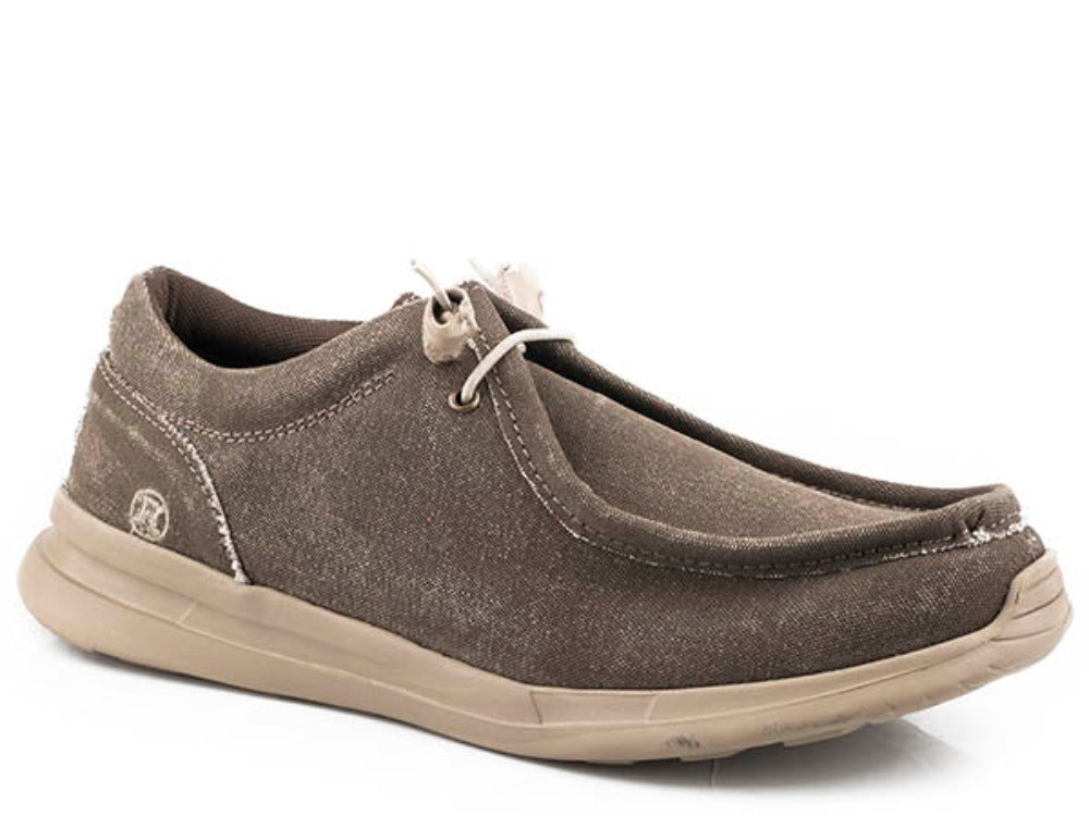 Roper Men's Casual Slip On Brown Canvas Shoes