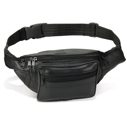 Black Leather Fanny Pack Midsize