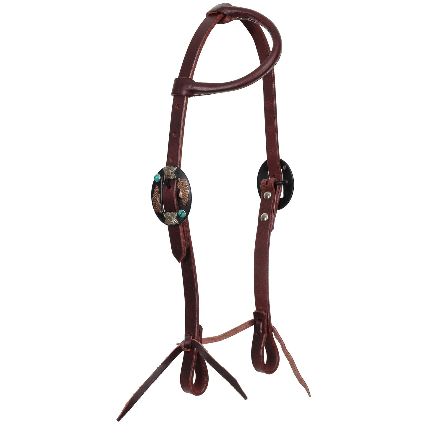 Western Argentina Cow Leather 1 Ear Headstall - Large Pony / Cob