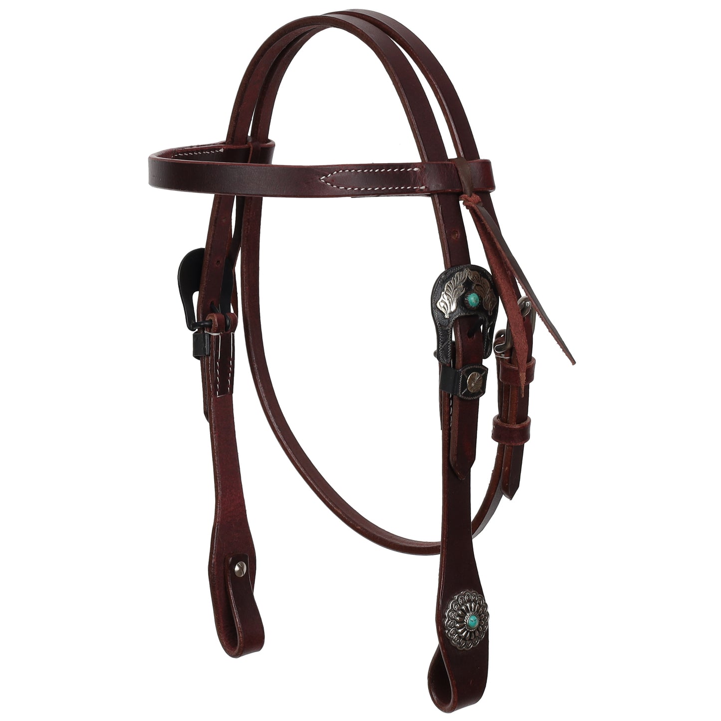 Turquoise Halo Argentina Leather Headstall - Lg Pony / Cob