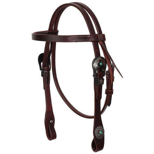 Turquoise Halo Argentina Leather Headstall - Lg Pony / Cob