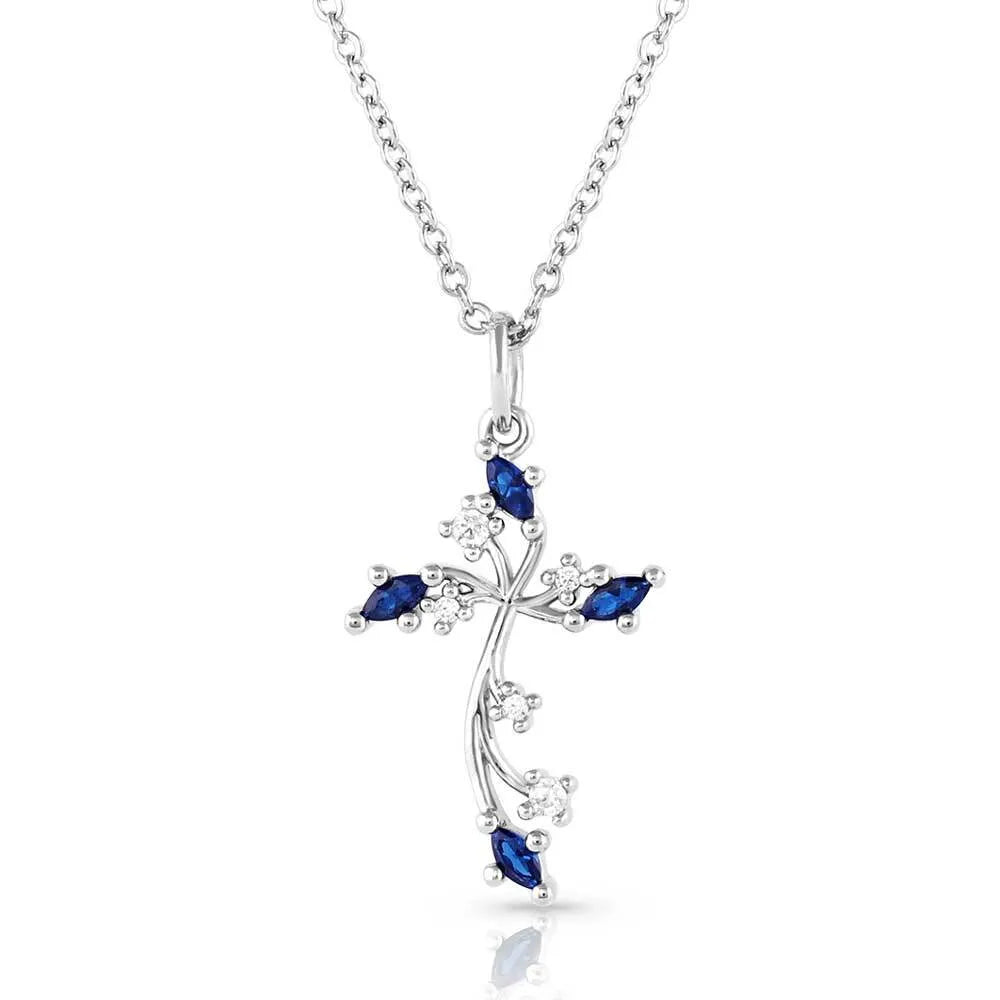 'Montana Blue' Crystal Cross Necklace