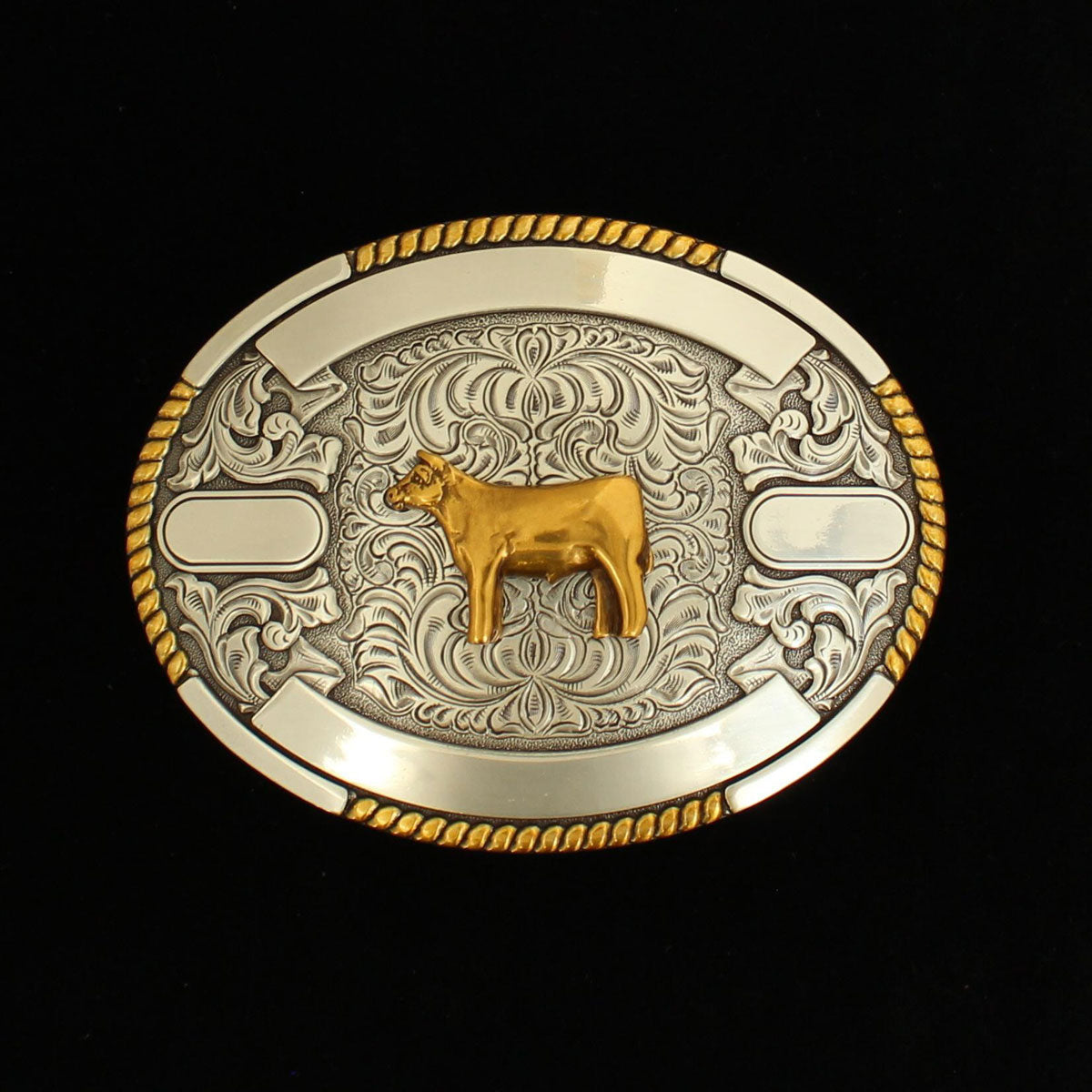Oval Buckle With Cow In Center