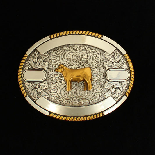 Oval Buckle With Cow In Center