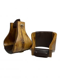 Showman Extra Wide Polished Ashwood wooden stirrups