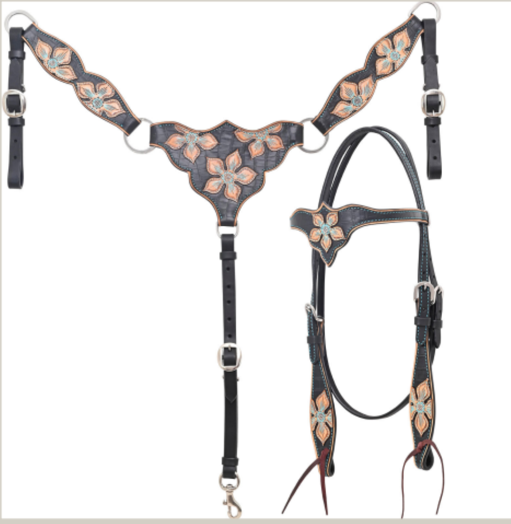 Circle Y Black Star Headstall