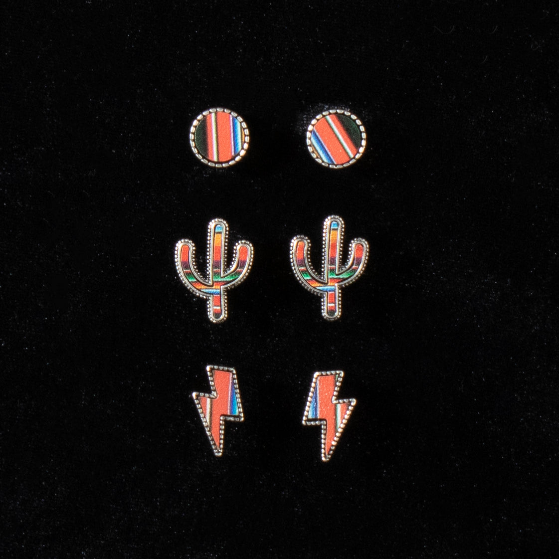 Serape Print Set Of 3 Ladies Earrings