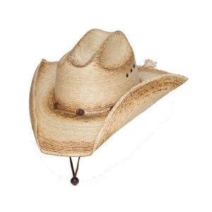 Palm Straw Western Cattleman Cowboy Hat with Stampede Strings