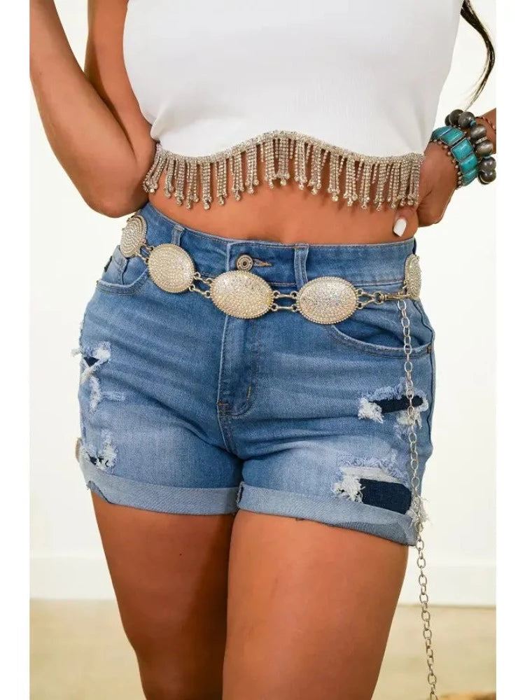 Women's Denim Shorts w/ Patch inserts