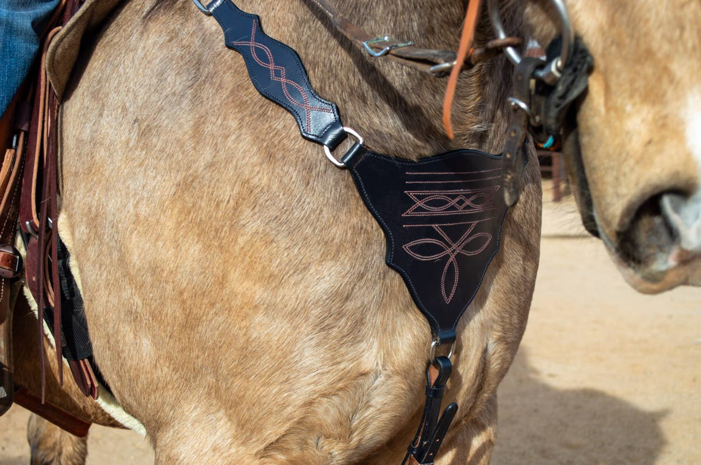 Schulz Navy Boot Stitch Headstall and Breast Collar Set