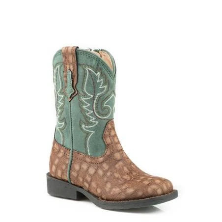 Roper Toddler Gator Print Green Cowboy Boots 6