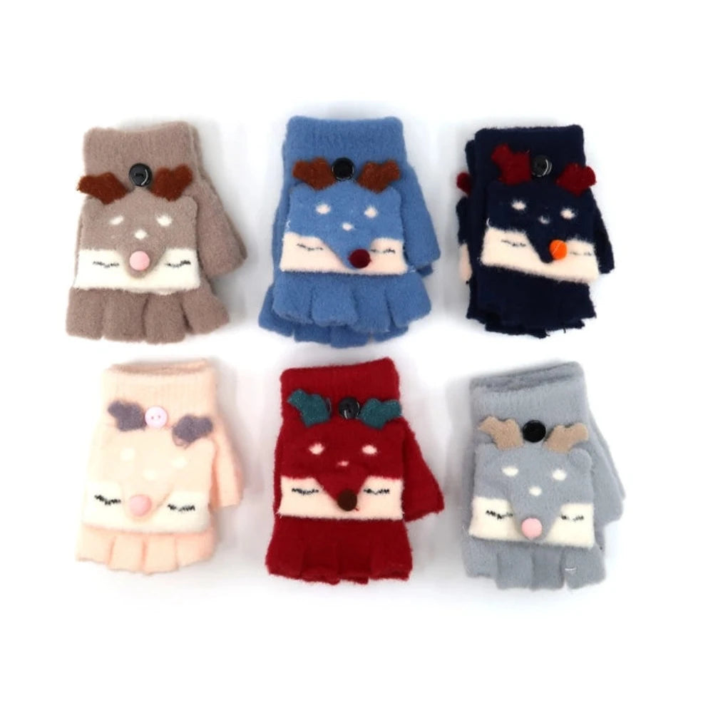 Kids Deer Knitted Gloves Mittens