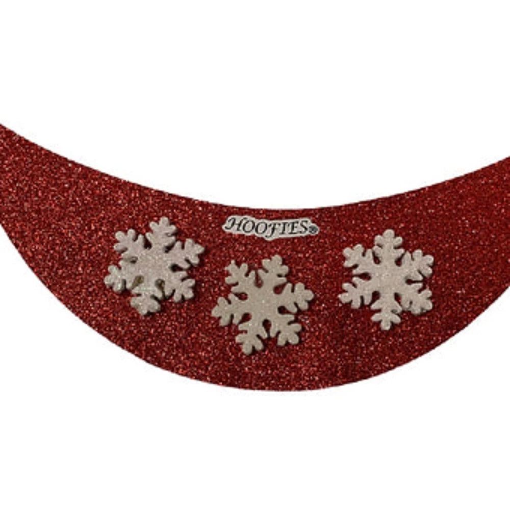 Set of 4 Red Glitter w/ White Snowflakes Hoofies