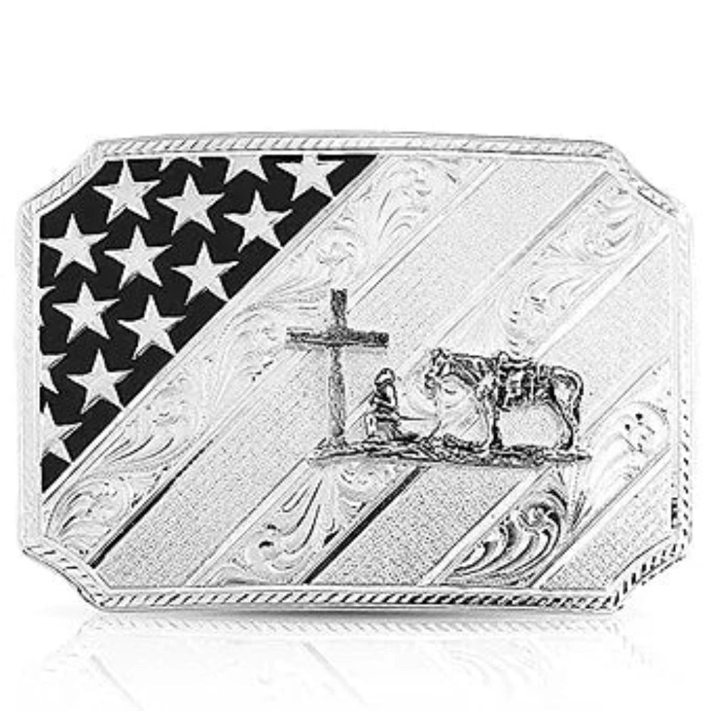 Montana Silversmith Praying Cowboy Flag Belt Buckle