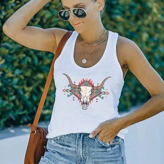 Women's Steer Head Western Tank Top