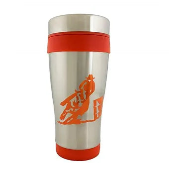 Stainless Steel Tumbler w/ Orange Barrel Racer