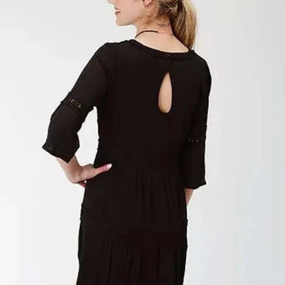 Women's Roper Black Cotton Crepe Dress