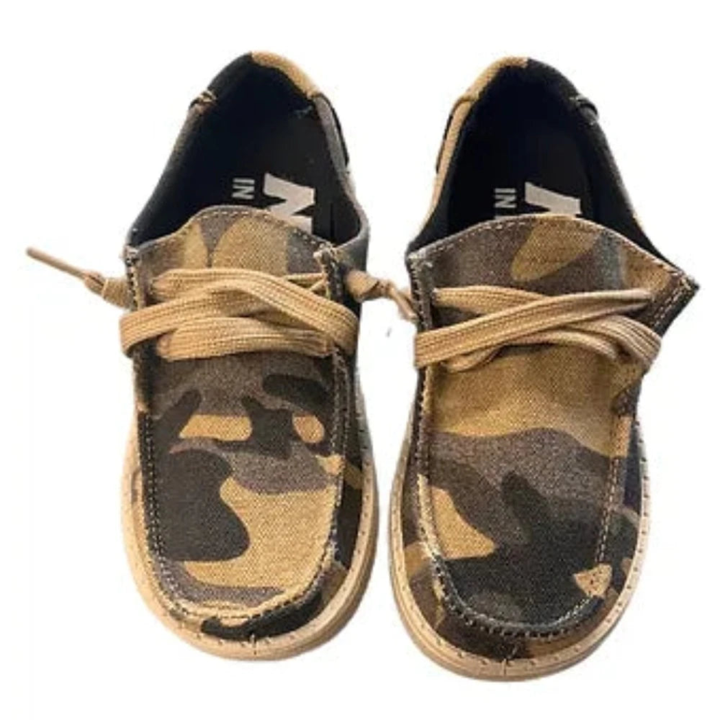 Youth kid's Gray & Tan Camo 'Lil Cade' Shoes