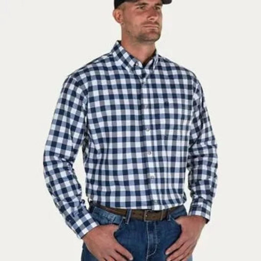 Men's Noble Outfitters Navy/Blue/White Plaid Western Shirt