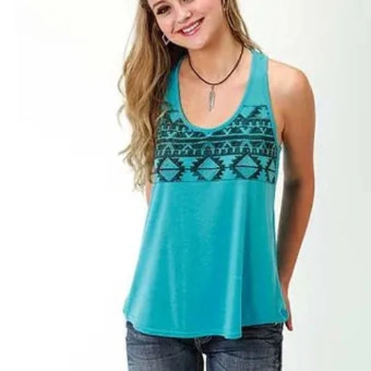 Women's Roper Turquoise Aztec Racerback Tank Top